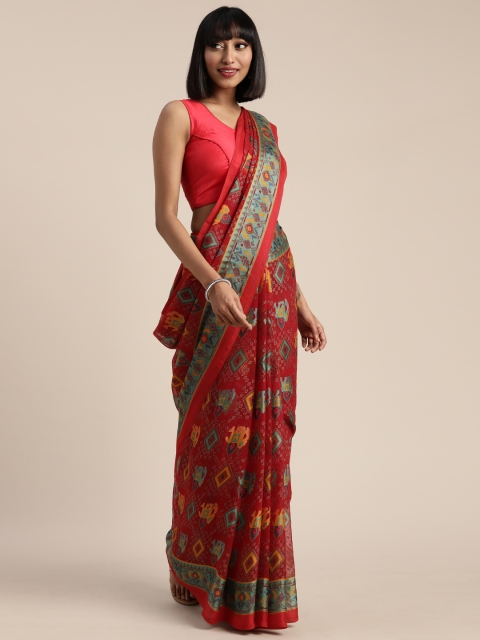 

Pisara Red Printed Brasso Saree