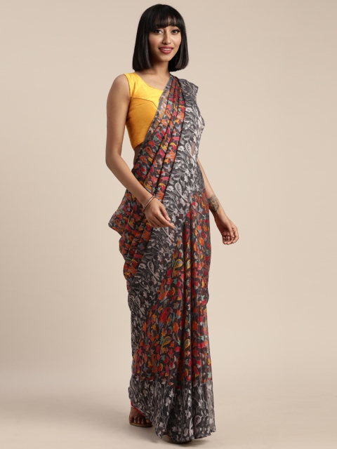 

Pisara Grey & Pink Brasso Floral Printed Saree