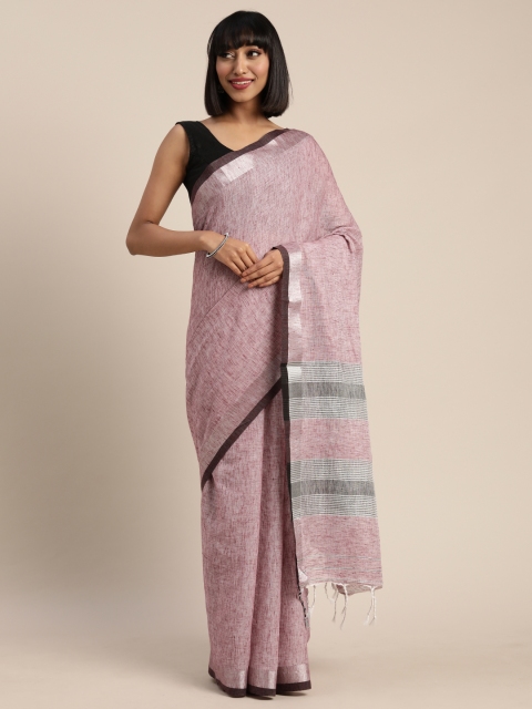 

Pisara Lavender Solid Linen Blend Saree