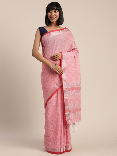 

Pisara Red Solid Linen Blend Saree