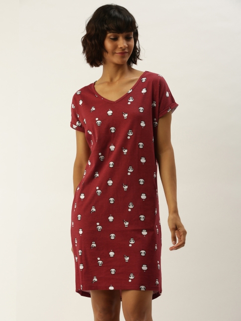 

Slumber Jill Women Red & White Printed Nightdress
