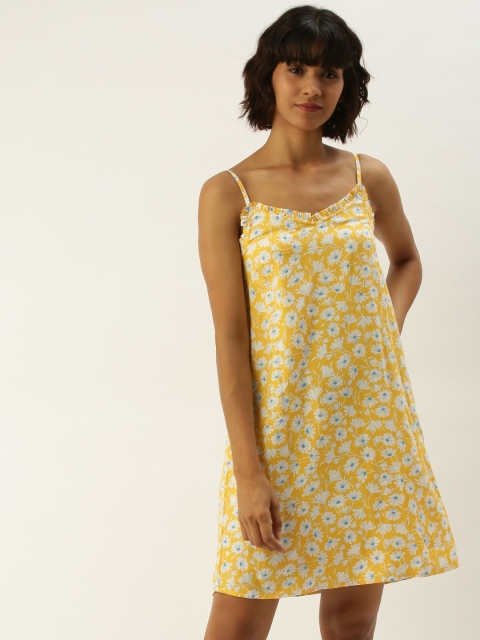 

Slumber Jill Yellow & White Floral Printed Nightdress