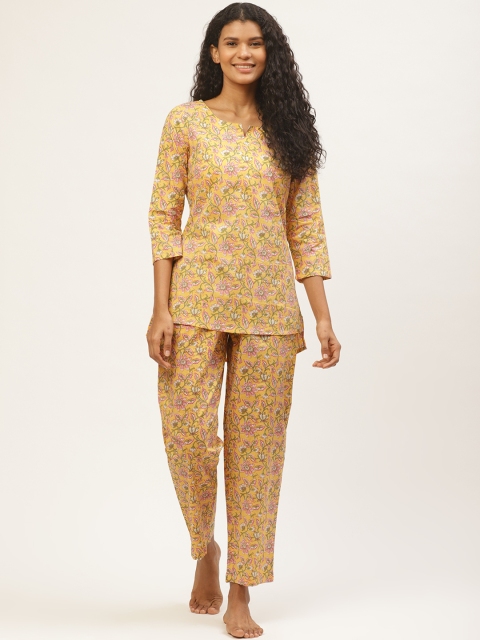 

Prakrti Women Yellow & Pink Printed Night suit