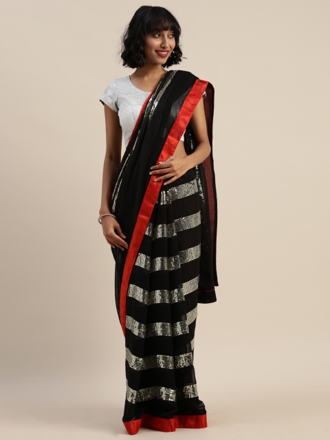 

Sugathari Black Striped Saree