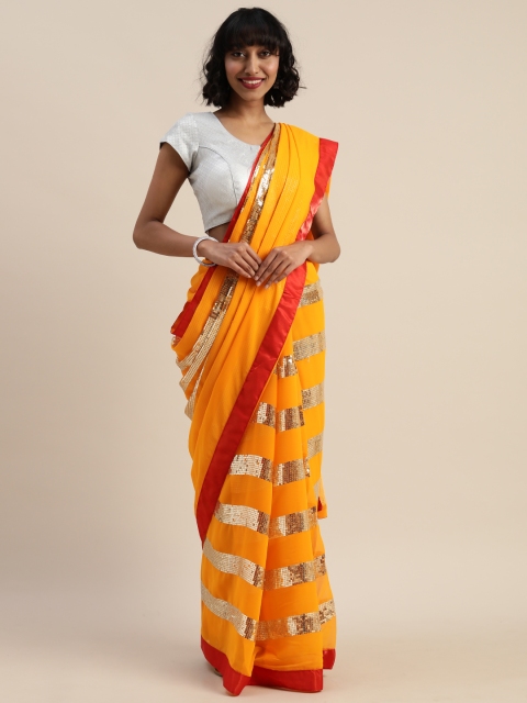 

Sugathari Yellow Striped Saree