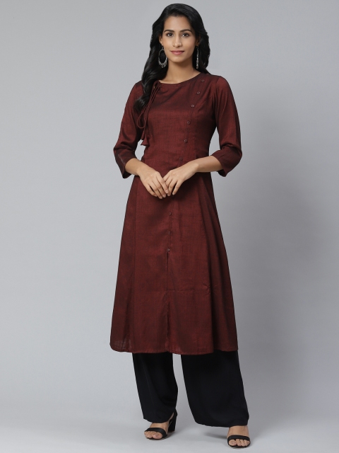 

Sbo Fashion Women Maroon Solid A-Line Kurta