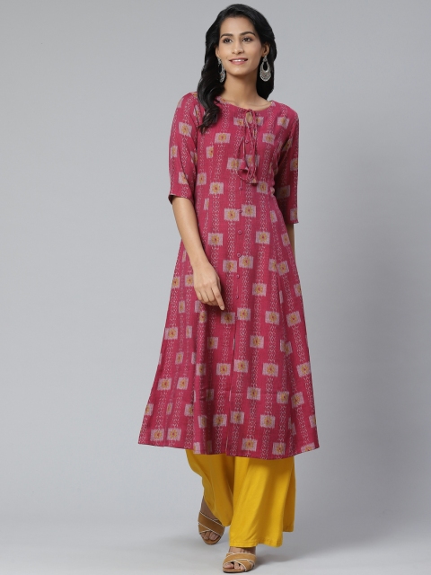 

Sbo Fashion Women Pink & Off-White Printed A-Line Kurta