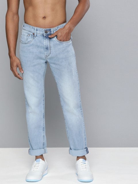 

HERE&NOW Men Blue Slim Fit Mid-Rise Low Distress Stretchable Jeans