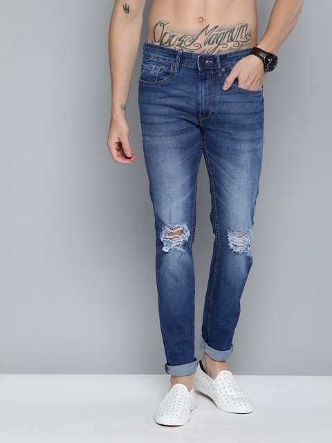 

HERE&NOW Men Blue Slim Fit Mid-Rise Mildly Distressed Stretchable Jeans