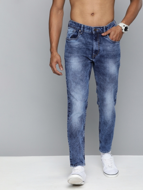 

HERE&NOW Men Blue Ankle Slim Tapered Fit Mid-Rise Clean Look Stretchable Jeans