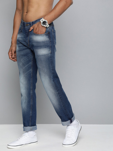 

HERE&NOW Men Blue Regular Fit Mid-Rise Clean Look Stretchable Jeans