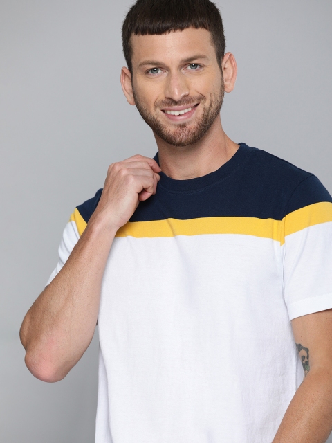 

Mast & Harbour Men White Colourblocked Round Neck T-shirt