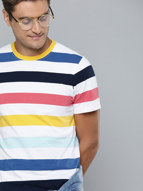 

Mast & Harbour Men Multicoloured Striped Round Neck T-shirt, Multi