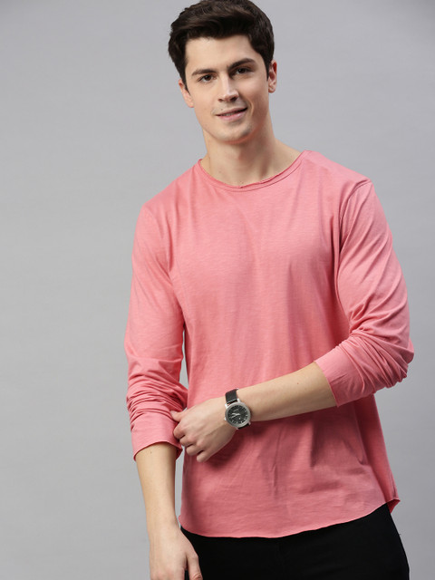 

Mast Harbour Men Coral Solid Round Neck Pure Cotton T-shirt