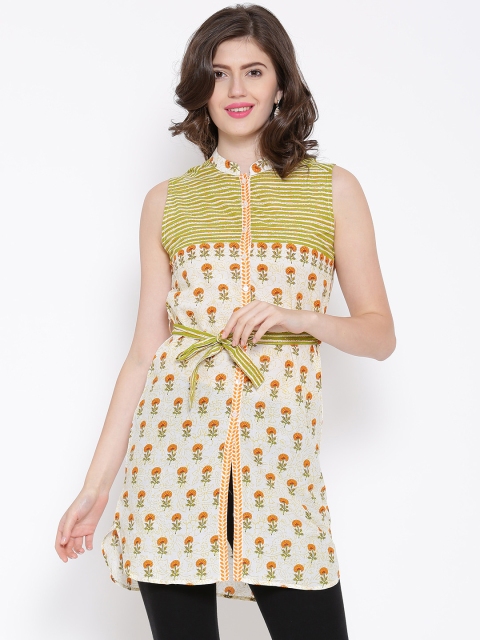 BIBA Off-White Floral Print Kurta available at myntra for Rs.419