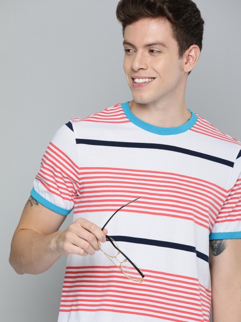 

Mast & Harbour Men Pink Striped Round Neck T-shirt