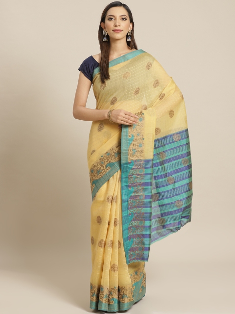 

KALINI Yellow & Golden Woven Design Saree