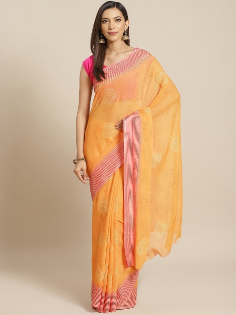 

KALINI Orange Printed Saree