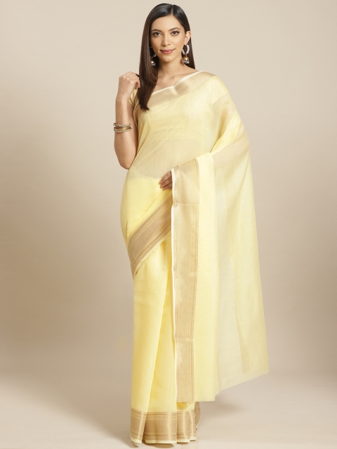 

KALINI Yellow Solid Saree