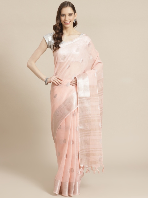 

Mitera Peach-Coloured & Golden Woven Design Saree