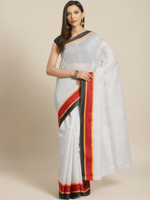 

KALINI Off-White & Grey Striped Saree
