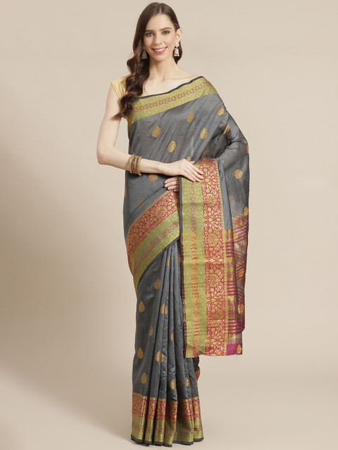 

KALINI Grey & Golden Woven Design Saree