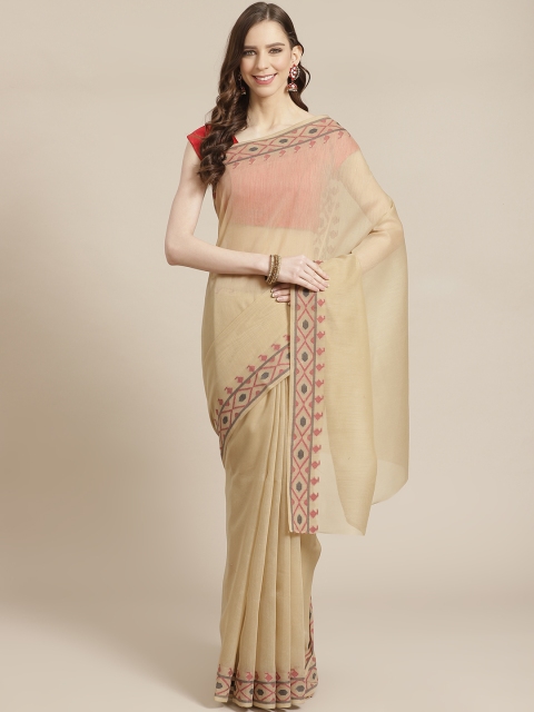 

KALINI Beige Solid Saree