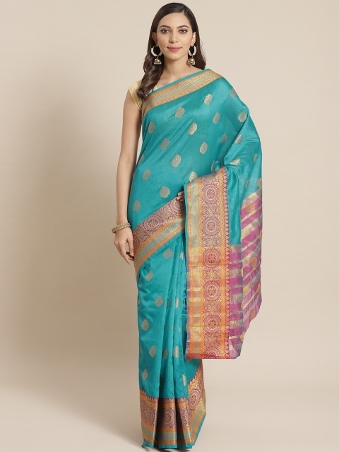 

Mitera Blue & Golden Woven Design Saree