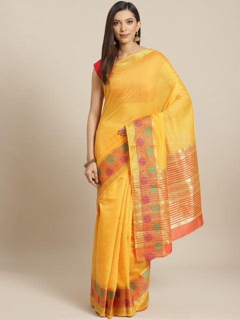 

KALINI Mustard Yellow Solid Saree