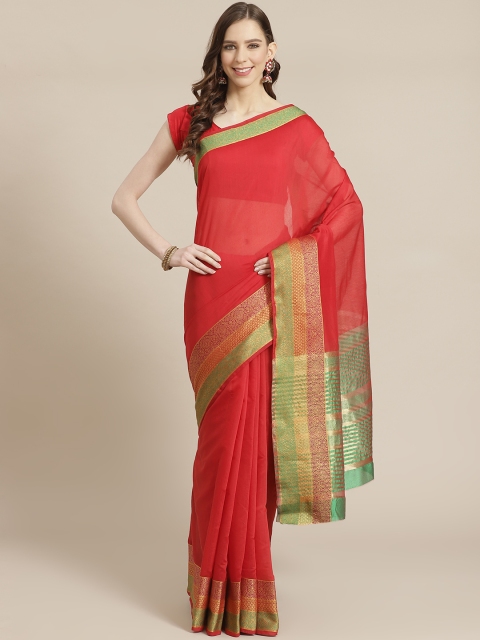 

KALINI Red Solid Saree