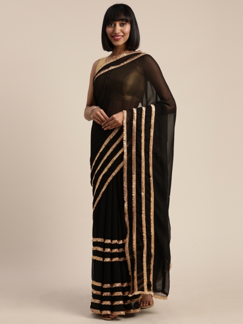 

Tikhi Imli Black Embellished Poly Georgette Saree