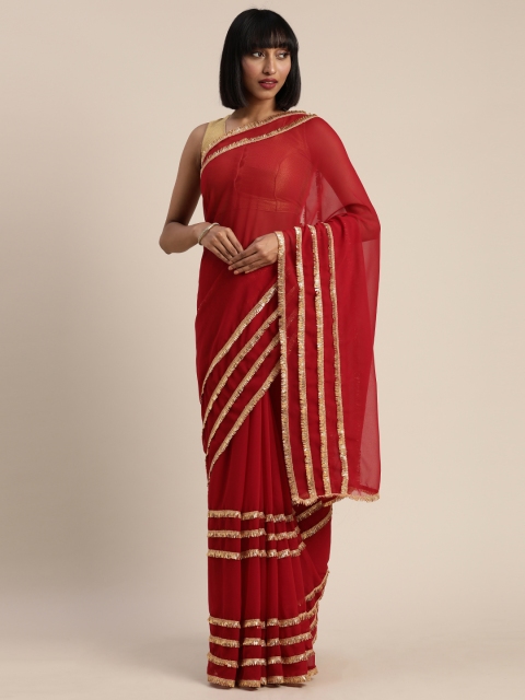 

Tikhi Imli Red Embellished Poly Georgette Saree