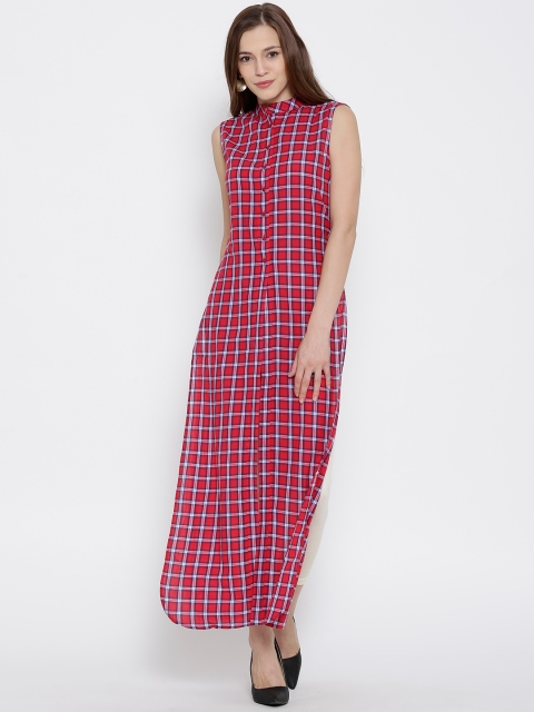 

Tokyo Talkies Red Checked Maxi Tunic