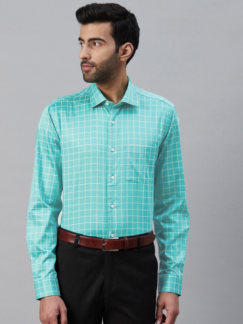 

Blackberrys Men Green & Off-White Slim Fit Checked Formal Shirt