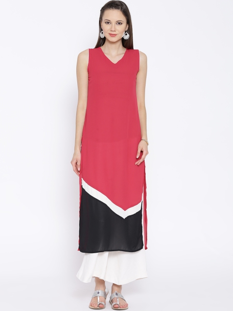 

Vishudh Pink Polyester Sheer Kurta