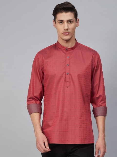 

Blackberrys Men Red & Blue Slim Fit Self Design Casual Shirt