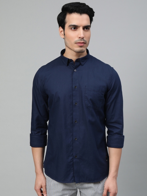 

Blackberrys Men Navy Blue Solid Regular Fit Shirt