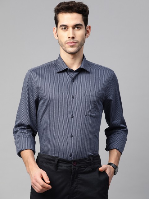 

Blackberrys Men Navy Blue Slim Fit Striped Smart Casual Shirt