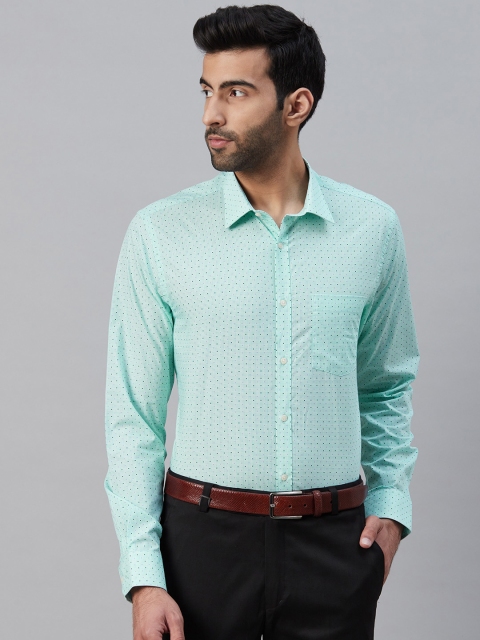 

Blackberrys Men Sea Green & Navy Blue Slim Fit Printed Formal Shirt