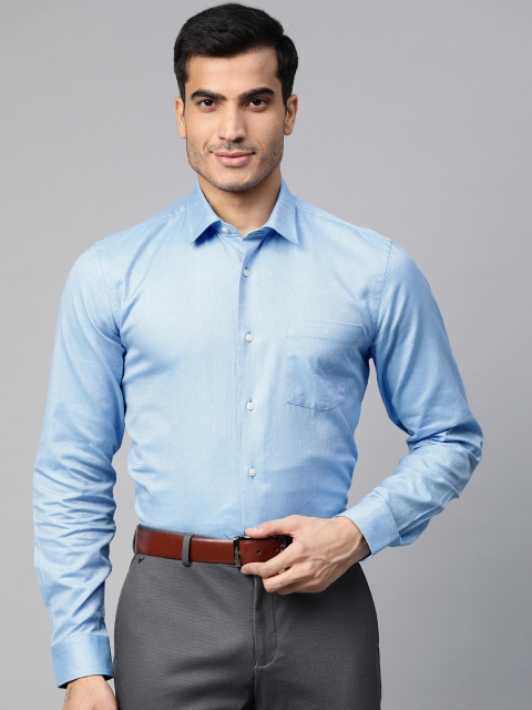 

Blackberrys Men Blue Slim Fit Self-Design Formal Shirt