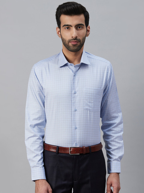 

Blackberrys Men Blue Smart Fit Checked Formal Shirt