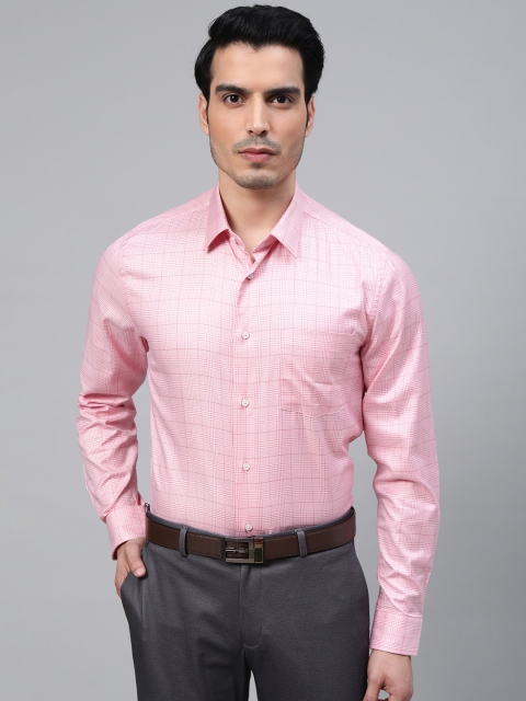 

Blackberrys Men Pink Slim Fit Self-Checked Formal Shirt