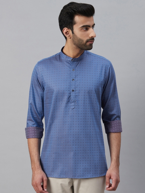 

Blackberrys Men Blue & Red Slim Fit Self-Design Casual Shirt