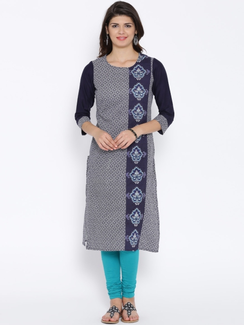 

Vishudh Navy Printed Kurta, Navy blue