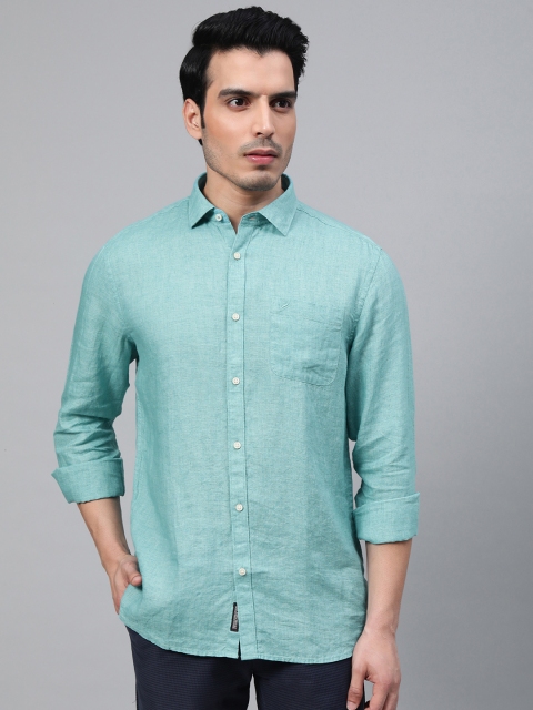 

Blackberrys Men Blue Linen Slim Fit Solid Casual Shirt