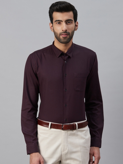 

Blackberrys Men Aubergine Slim Fit Solid Semiformal Shirt, Purple