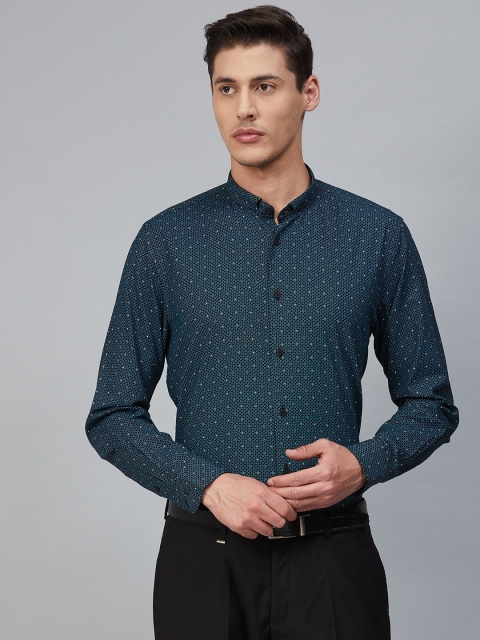 

Blackberrys Men Black & Blue Slim Fit Printed Formal Shirt
