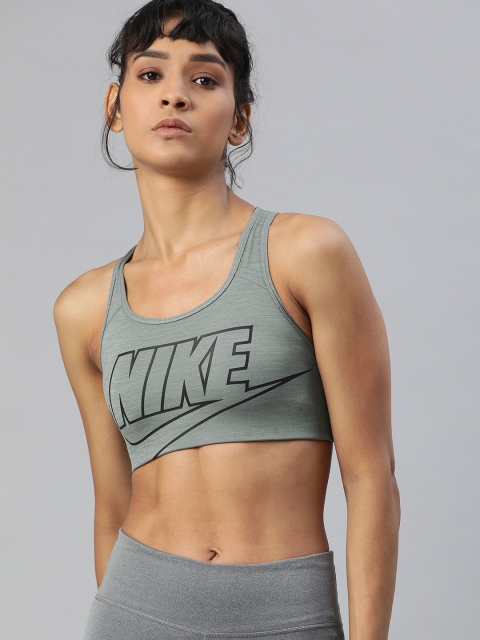 

Nike Grey & Black Printed Non-Wired Lightly Padded Sports Bra