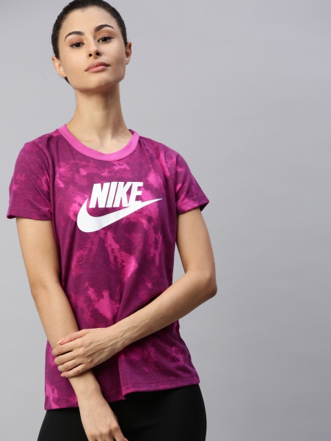

Nike Women Pink AS W NSW PREP FUTURA Printed Round Neck T-shirt