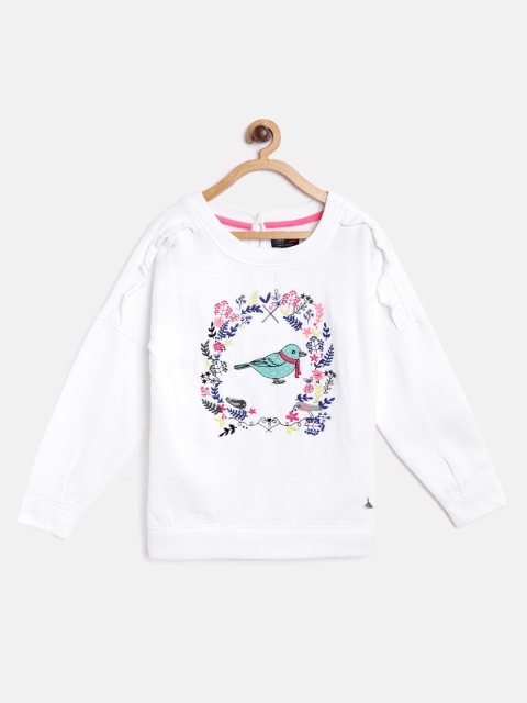 

Cherry Crumble Girls White Pigeon Embroidered Sweatshirt